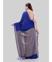 DESH BIDESH Women`s Khadi Cotton Handloom RupSagar Design Saree Without Blouse Piece(Blue)